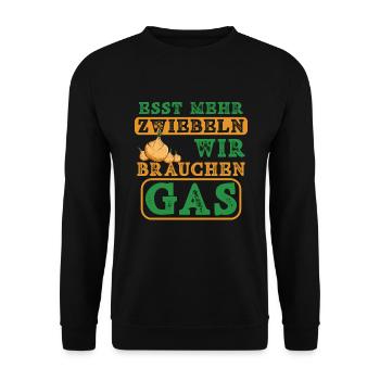 Esst mehr Zwiebeln - Gasknappheit Gas Pupsen - Unisex Pullover - Schwarz - Vorne - Alina (178cm) & Michal (187cm)
