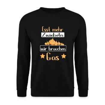 Esst mehr Zwiebeln - Gasknappheit Gas Pupsen - Unisex Pullover - Schwarz - Vorne - Alina (178cm) & Michal (187cm)