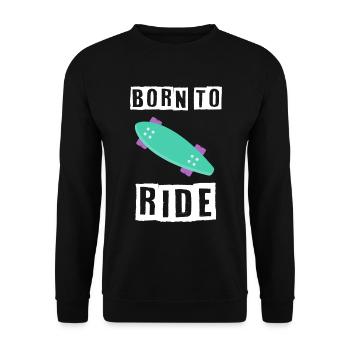 né pour rouler born to ride skateboard skate - Sweat-shirt Unisexe - noir - Devant - Alina (178cm) & Michal (187cm)