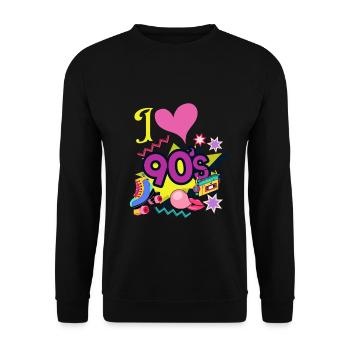 Colorful nineties design - Unisex Sweatshirt - black - Front - Alina (178cm) & Michal (187cm)