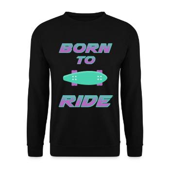 né pour rouler born to ride skateboard skate - Sweat-shirt Unisexe - noir - Devant - Alina (178cm) & Michal (187cm)