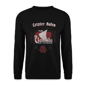Wikinger - Odin Thor Walhalla Krieger Geschenk - Unisex Pullover - Schwarz - Vorne - Alina (178cm) & Michal (187cm)