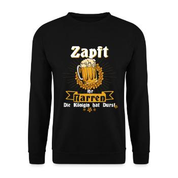Zapft ihr Narren - Volksfest Bayern Bier saufen - Unisex Pullover - Schwarz - Vorne - Alina (178cm) & Michal (187cm)