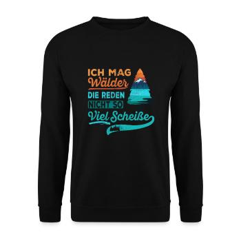 Wandern Wanderer Wald Berg Spaziergang - Unisex Pullover - Schwarz - Vorne - Alina (178cm) & Michal (187cm)