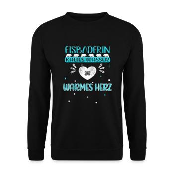 Eisbaderin Schwimmerin Kältebad Eisbaden Winterbad - Unisex Pullover - Schwarz - Vorne - Alina (178cm) & Michal (187cm)