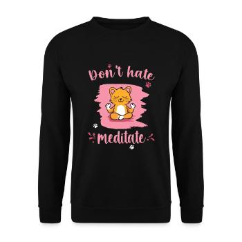 Cat Meditation Relaxation Kittens Cats Yoga - Unisex Sweatshirt - black - Front - Alina (178cm) & Michal (187cm)
