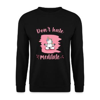 Unicorn Meditation Relaxation Yoga Gift - Unisex Sweatshirt - black - Front - Alina (178cm) & Michal (187cm)
