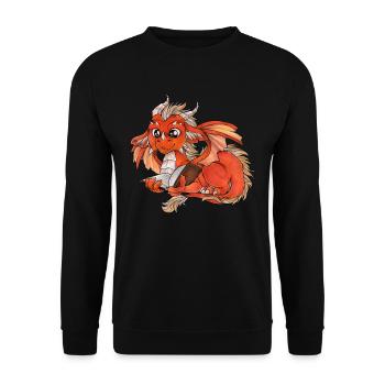 Niedlicher Lesender Drache Fantasy Geschenkidee - Unisex Pullover - Schwarz - Vorne - Alina (178cm) & Michal (187cm)