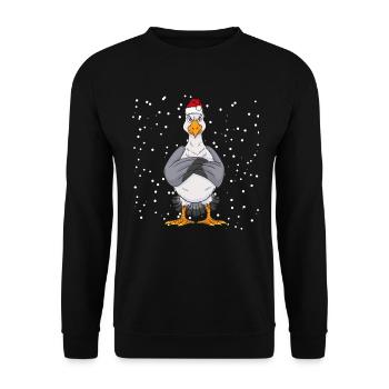 Unfreundliche Möwe Norden See Weihnachten - Unisex Pullover - Schwarz - Vorne - Alina (178cm) & Michal (187cm)