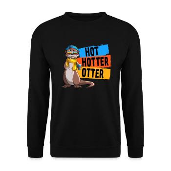 Lustiges Hot Hotter Otter Otterliebe - Unisex Pullover - Schwarz - Vorne - Alina (178cm) & Michal (187cm)