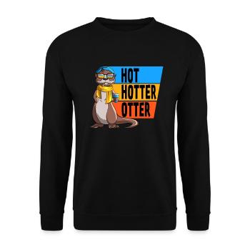 Lustiges Hot Hotter Otter Otterliebe - Unisex Pullover - Schwarz - Vorne - Alina (178cm) & Michal (187cm)