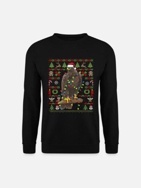 Adler Weihnachten Ugly Christmas Greifvogel - Unisex Pullover - Schwarz