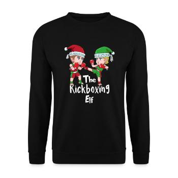 Lustiges Kickboxer Elf Weihnachten Boxen - Unisex Pullover - Schwarz - Vorne - Alina (178cm) & Michal (187cm)