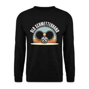 Tischtennis Old Schmetterhand - Unisex Pullover - Schwarz - Vorne - Alina (178cm) & Michal (187cm)