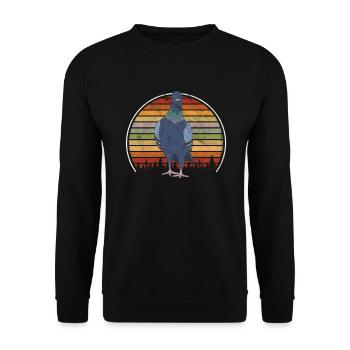Vintage Tauben Retro Taube Vogel - Unisex Pullover - Schwarz - Vorne - Alina (178cm) & Michal (187cm)