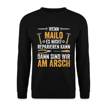 Lustiges Mailo Handwerker Heimwerker Sprüche - Unisex Pullover - Schwarz - Vorne - Alina (178cm) & Michal (187cm)
