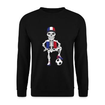 Frankreich Fußball Skelett Fan Team - Unisex Pullover - Schwarz - Vorne - Alina (178cm) & Michal (187cm)