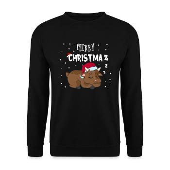 Lustiges Ziege Merry Christmaz Weihnachten Bauer - Unisex Pullover - Schwarz - Vorne - Alina (178cm) & Michal (187cm)