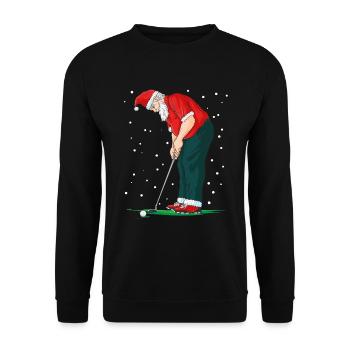 Golf Weihnachten Golfer Weihnachtsmann Golfen - Unisex Pullover - Schwarz - Vorne - Alina (178cm) & Michal (187cm)