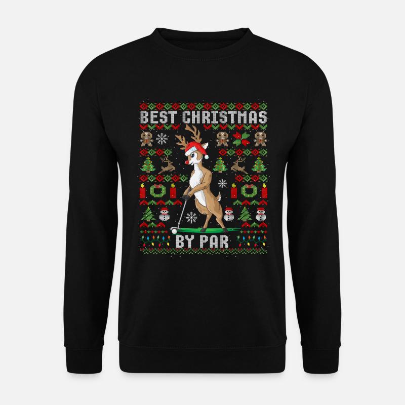 Golf Weihnachten Golfer Rentier Ugly Christmas - Unisex Pullover - Schwarz