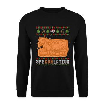 Spekuhlatius Spekulatius Kuh Bauer Ugly Christmas - Unisex Pullover - Schwarz - Vorne - Alina (178cm) & Michal (187cm)