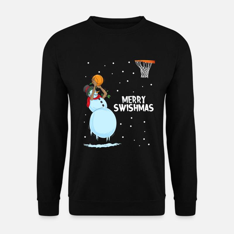 Merry Swishmas Schneemann Basketball - Unisex Pullover - Schwarz