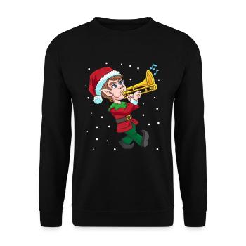 Posaunen Elf Weihnachten Instrument Orchester - Unisex Pullover - Schwarz - Vorne - Alina (178cm) & Michal (187cm)