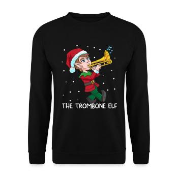Posaunen Elf Weihnachten Instrument Orchester - Unisex Pullover - Schwarz - Vorne - Alina (178cm) & Michal (187cm)