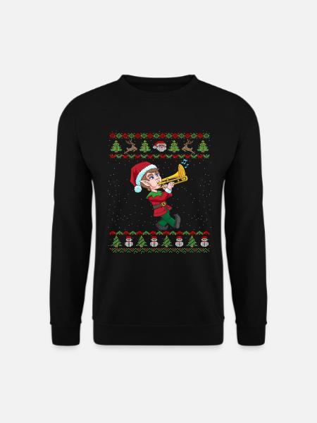 Posaunen Elf Ugly Christmas Instrument Orchester - Unisex Pullover - Schwarz