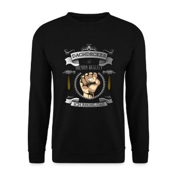 Dachdecker lustiger Spruch Zimmermann - Unisex Pullover - Schwarz - Vorne - Alina (178cm) & Michal (187cm)