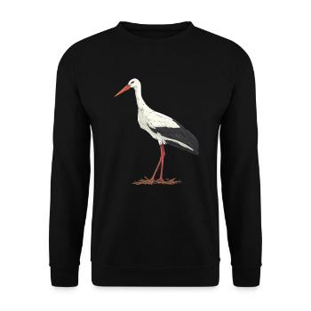 Storch Vogel Ornithologie Vogelbeobachtung - Unisex Pullover - Schwarz - Vorne - Alina (178cm) & Michal (187cm)