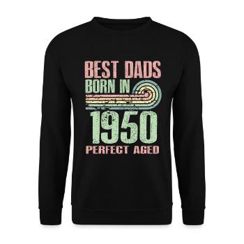 The best fathers were born in 1950, 73 years old, - Unisex Sweatshirt - black - Front - Alina (178cm) & Michal (187cm)