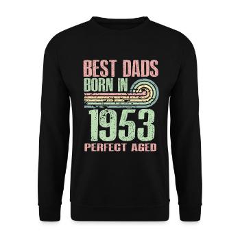 The best fathers were born in 1953, 70 years old, - Unisex Sweatshirt - black - Front - Alina (178cm) & Michal (187cm)