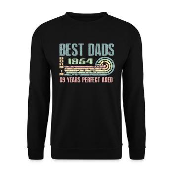 Die Besten Väter Sind 1954 Geboren, 69 Jahre Alt, - Unisex Pullover - Schwarz - Vorne - Alina (178cm) & Michal (187cm)