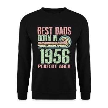 Die Besten Väter Sind 1956 Geboren, 67 Jahre Alt, - Unisex Pullover - Schwarz - Vorne - Alina (178cm) & Michal (187cm)