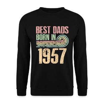 Die Besten Väter Sind 1957 Geboren, 66 Jahre Alt, - Unisex Pullover - Schwarz - Vorne - Alina (178cm) & Michal (187cm)
