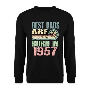 Die Besten Väter Sind 1957 Geboren, 66 Jahre Alt, - Unisex Pullover - Schwarz - Vorne - Alina (178cm) & Michal (187cm)