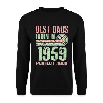 Die Besten Väter Sind 1959 Geboren, 64 Jahre Alt, - Unisex Pullover - Schwarz - Vorne - Alina (178cm) & Michal (187cm)