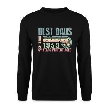 The best fathers were born in 1959, 64 years old, - Unisex Sweatshirt - black - Front - Alina (178cm) & Michal (187cm)