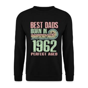 Die Besten Väter Sind 1962 Geboren, 61 Jahre Alt, - Unisex Pullover - Schwarz - Vorne - Alina (178cm) & Michal (187cm)