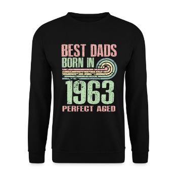 The best fathers were born in 1963, 60 years old, - Unisex Sweatshirt - black - Front - Alina (178cm) & Michal (187cm)