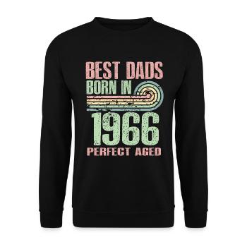 Die Besten Väter Sind 1966 Geboren, 57 Jahre Alt, - Unisex Pullover - Schwarz - Vorne - Alina (178cm) & Michal (187cm)