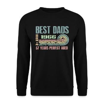 Die Besten Väter Sind 1966 Geboren, 57 Jahre Alt, - Unisex Pullover - Schwarz - Vorne - Alina (178cm) & Michal (187cm)