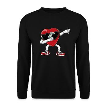 Dabbing Heart Breaker Drôle Messieurs Enfants Garçons - Sweat-shirt Unisexe - noir - Devant - Alina (178cm) & Michal (187cm)