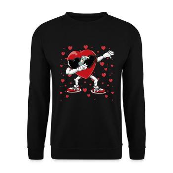 Dabbing Heart Breaker Funny Gamer Kids Boys - Unisex Pullover - Schwarz - Vorne - Alina (178cm) & Michal (187cm)