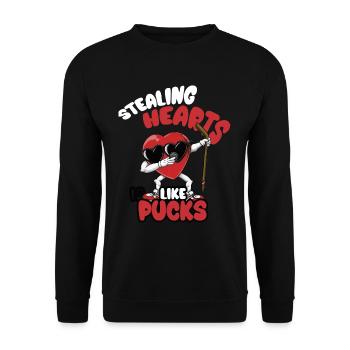 Stealing hearts like Pucks Funny Kids Boys - Unisex Sweatshirt - black - Front - Alina (178cm) & Michal (187cm)