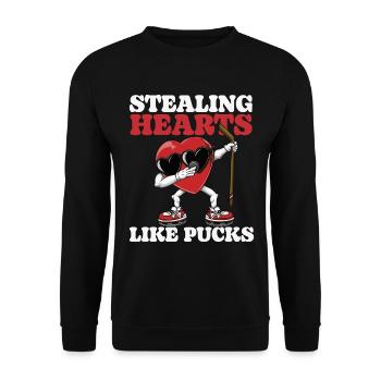 Stealing hearts like Pucks Funny Kids Boys - Unisex Sweatshirt - black - Front - Alina (178cm) & Michal (187cm)