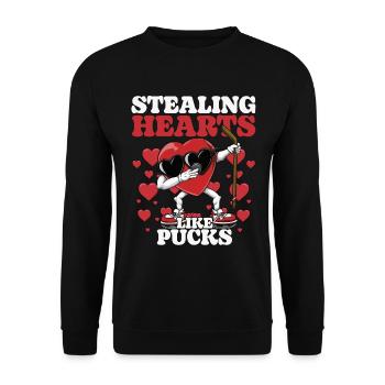Steal hearts like pucks funny kids boys - Unisex Sweatshirt - black - Front - Alina (178cm) & Michal (187cm)
