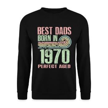 The best fathers are born in 1970, 55 years old, - Unisex Sweatshirt - black - Front - Alina (178cm) & Michal (187cm)