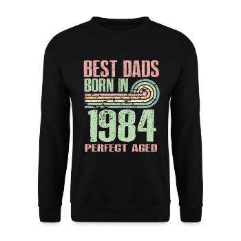 Les meilleurs pères sont nés en 1984, 39 ans, - Sweat-shirt Unisexe - noir - Devant - Alina (178cm) & Michal (187cm)